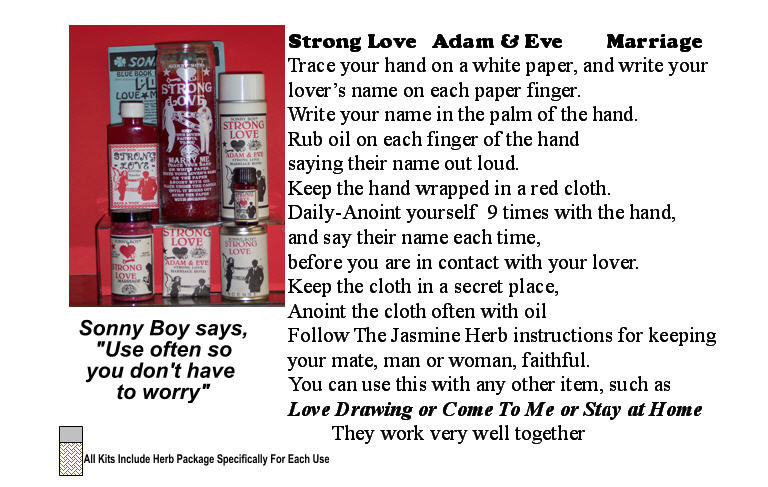 Strong Love with Adam and Eve Marriage Candles, Oils, Spray.